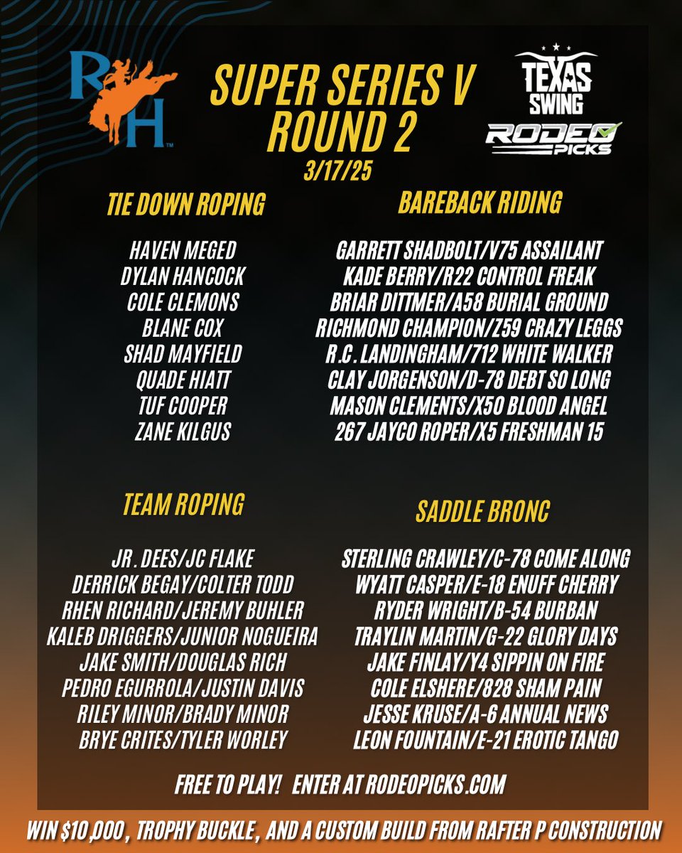 ProFantasyRodeo's tweet image. St Patrick’s Day picks are now open for Rodeo Houston! Visit rodeopicks.com to enter for free. Rodeo Austin will also be available to pick later today!