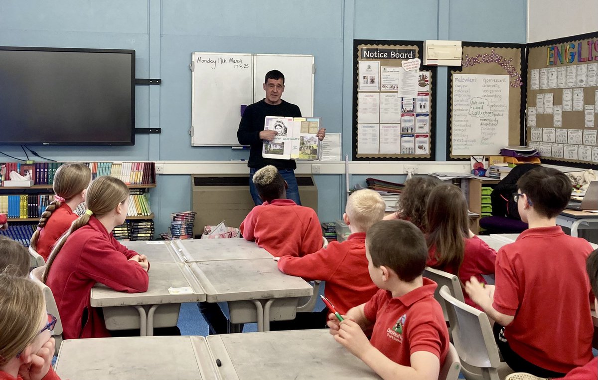 We were thrilled to welcome award winning author <a href="/tompalmerauthor/">Tom Palmer</a> to Class Four today. Tom took time out of his busy schedule to talk to the pupils about his next two writing projects. As a special treat, he generously gifted each pupil a signed copy of one of his books.