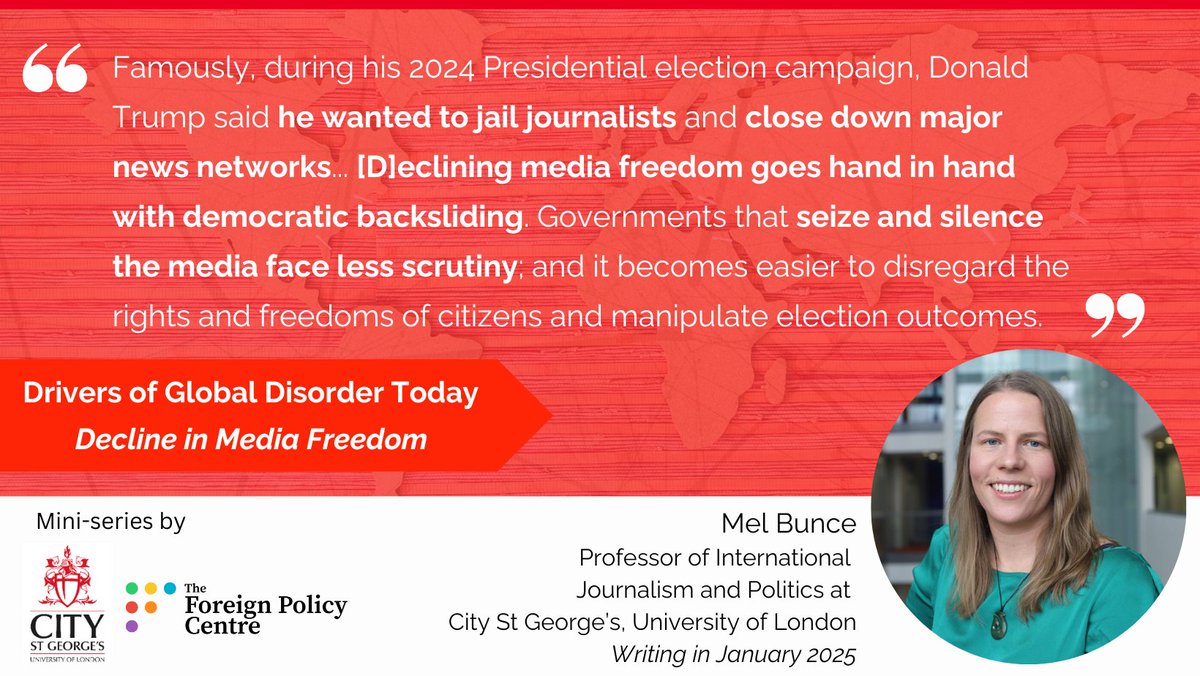 Foreign Policy Centre (@fpcthinktank) on Twitter photo @Meljbunce, of <a href="/cityjournalism/">City Journalism</a>, explored the topic of how decline in media freedom goes ‘hand-in-hand’ with democratic backsliding for our recent Global Disorder mini-series
Read her full insights here ➡️ shorturl.at/utAs3 @Meljbunce, of <a href="/cityjournalism/">City Journalism</a>, explored the topic of how decline in media freedom goes ‘hand-in-hand’ with democratic backsliding for our recent Global Disorder mini-series
Read her full insights here ➡️ shorturl.at/utAs3