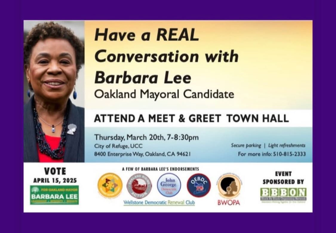 Great weekend as I hosted <a href="/BarbaraLee_CA/">Barbara Lee</a> to a small gathering of #EastOakland neighbors and friends! 

And got to show her my nerdy side.. 🤣

Excited to see her ad on tv! 

Thursday, 3/20 7:00 pm is another opportunity to see her 

Early voters mail your ballot by April 15th. 🙂