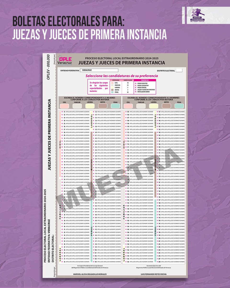 📢¡Listas para votar! 

Conoce los diseños de las boletas electorales que se usarán en las próximas elecciones del #PoderJudicial⚖️ en Veracruz, aprobadas en #ConsejoGeneral.🛎️🗳️

🙋🏻‍♀️¡Comparte este post para que más personas las conozcan!