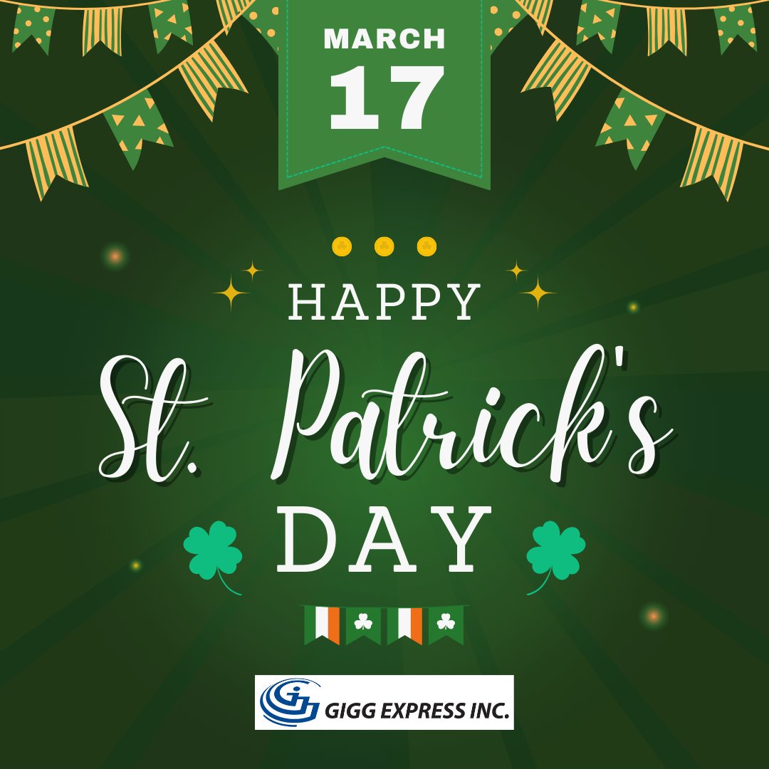 GIGGExpressInc's tweet photo. Wishing you a day full of luck and laughter! Happy St. Patrick’s Day! 🍀✨
.
.
#giggexpress #stpatricksday #GIGG https://t.co/6ChTPxOibE