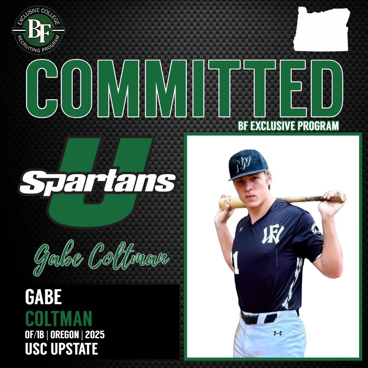 nowlin_nate's tweet photo. Congratulations to 2025 Gabe Coltman (@GabeColtman) on his commitment to the USC Upstate (@UpstateBSB) to continue his career! Fantastic player out of Oregon who won the @PowerShowcase Home Run Derby and put up top numbers in the 2025 class across the board! #BFExclusive https://t.co/S3JfGxOKw0