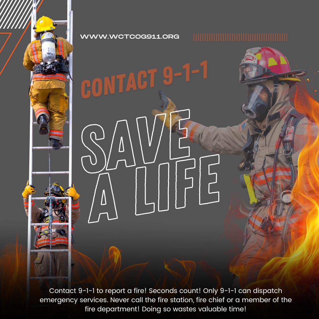 9Wctcog's tweet image. Seconds Matter in a Fire Emergency! The FIRST call you should make is to 9-1-1—not a friend, not a neighbor. Fire spreads FAST—getting help immediately can save lives and property. Don't wait—call 9-1-1 at the first sign of fire! #SecondsCount #Call911First #BePrepared