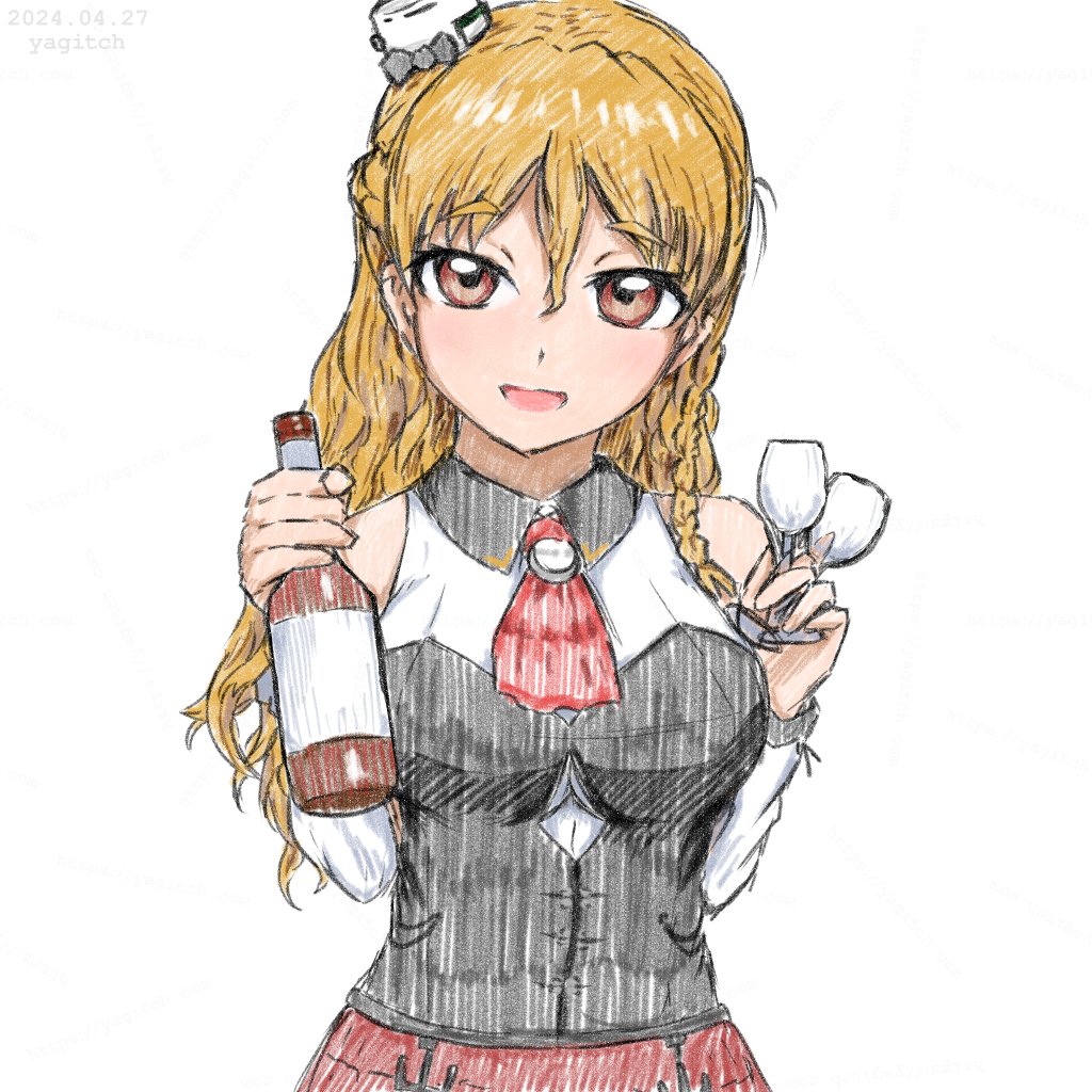 ザラ(艦隊これくしょん) 「#このタグ見た人は飲み物を持ったキャラを貼る 」|yagitch（やぎっち）6/28神戸-石畳16のイラスト