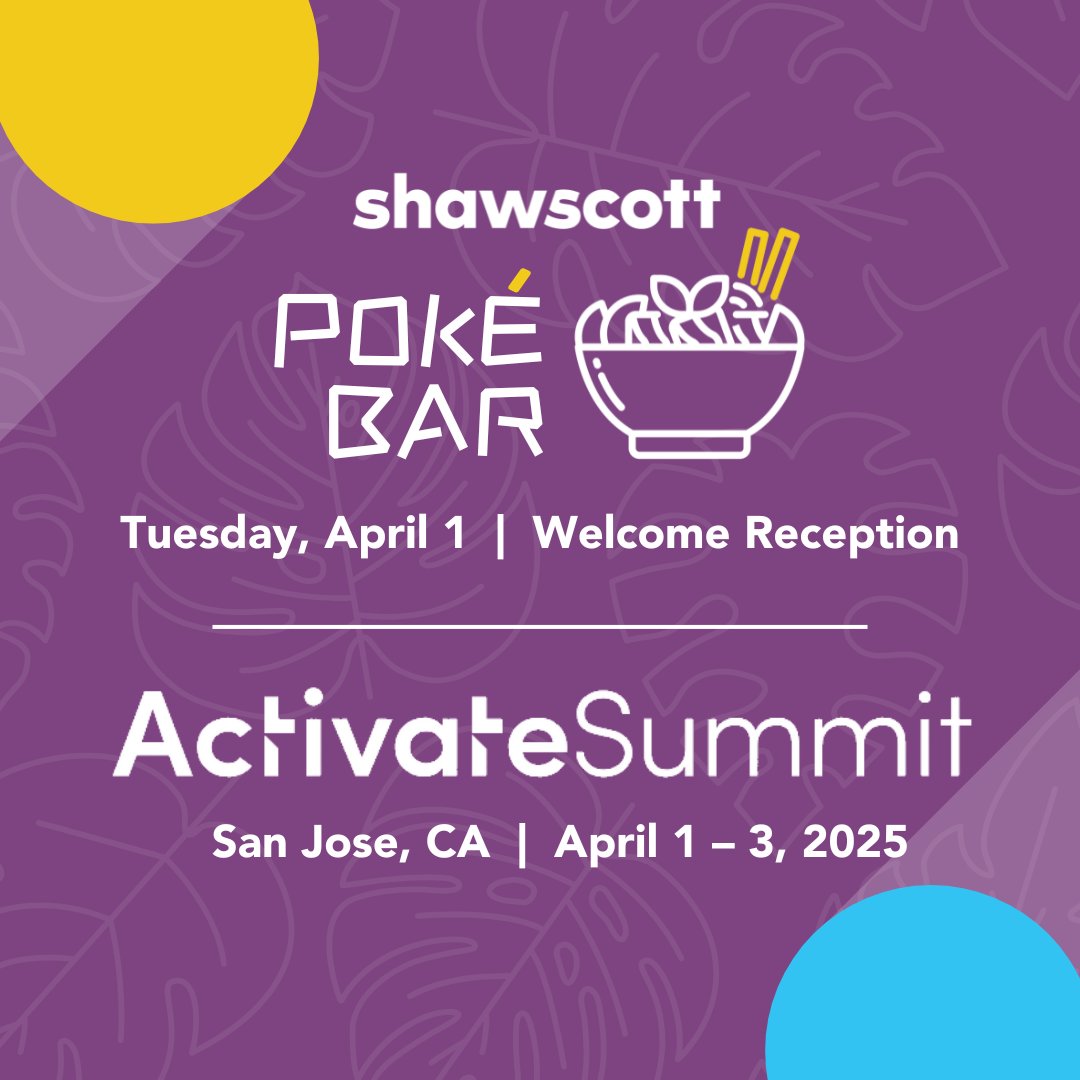 Heading to <a href="/Iterable/">Iterable</a>'s Activation Summit 2025? 
Join us at the Welcome Reception on April 1 and treat yourself to a fresh, flavorful break at our <a href="/ShawScott/">Shaw/Scott</a> Poké Bar! Stop by, say hi to the team, and enjoy a delicious bite on us. 
Learn more or register: hubs.ly/Q03bPcyh0