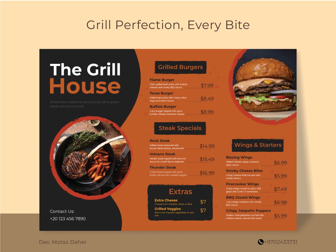 #تصميم جديد لمنيو #مطعم غربي 🥩🍔
إذا كنت تبحث عن تصميم إبداعي يأخذ مشروعك لمستوى آخر، #تواصل معي الآن! 💬
<a href="/Designers_Sup/">دعم المصممين والمبدعين</a> <a href="/designers_tag/">تاغ المصممين لدعم المصممين</a> <a href="/des_platform/">منصة المصممين 👩🏻‍💻👨🏻‍💻</a>