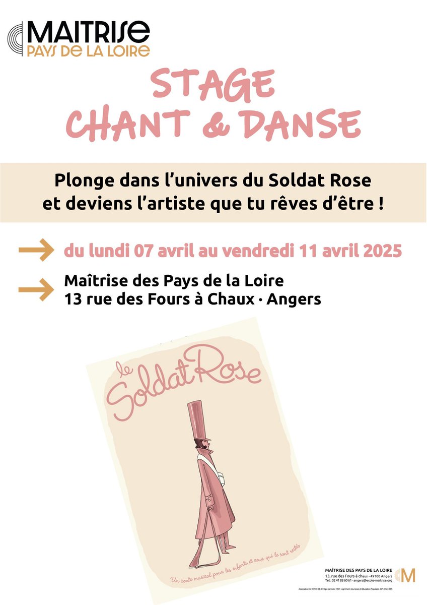 Derniers jours pour s'inscrire !
#cultureangers #musique #chantchoral #angers #danse #stage