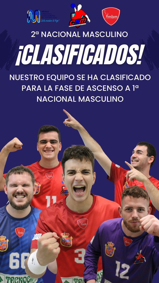 ¡LO HEMOS CONSEGUIDO! 🔥🏆 En la jornada 18, nuestra 2ª Nacional se llevó una gran victoria en Colmenar Viejo contra Bacovi (27-36) y con ella… ¡NOS CLASIFICAMOS PARA LA FASE DE ASCENSO A 1ª NACIONAL! 💪🏼🔝 Un paso más en este increíble camino, pero aún queda trabajo por hacer.