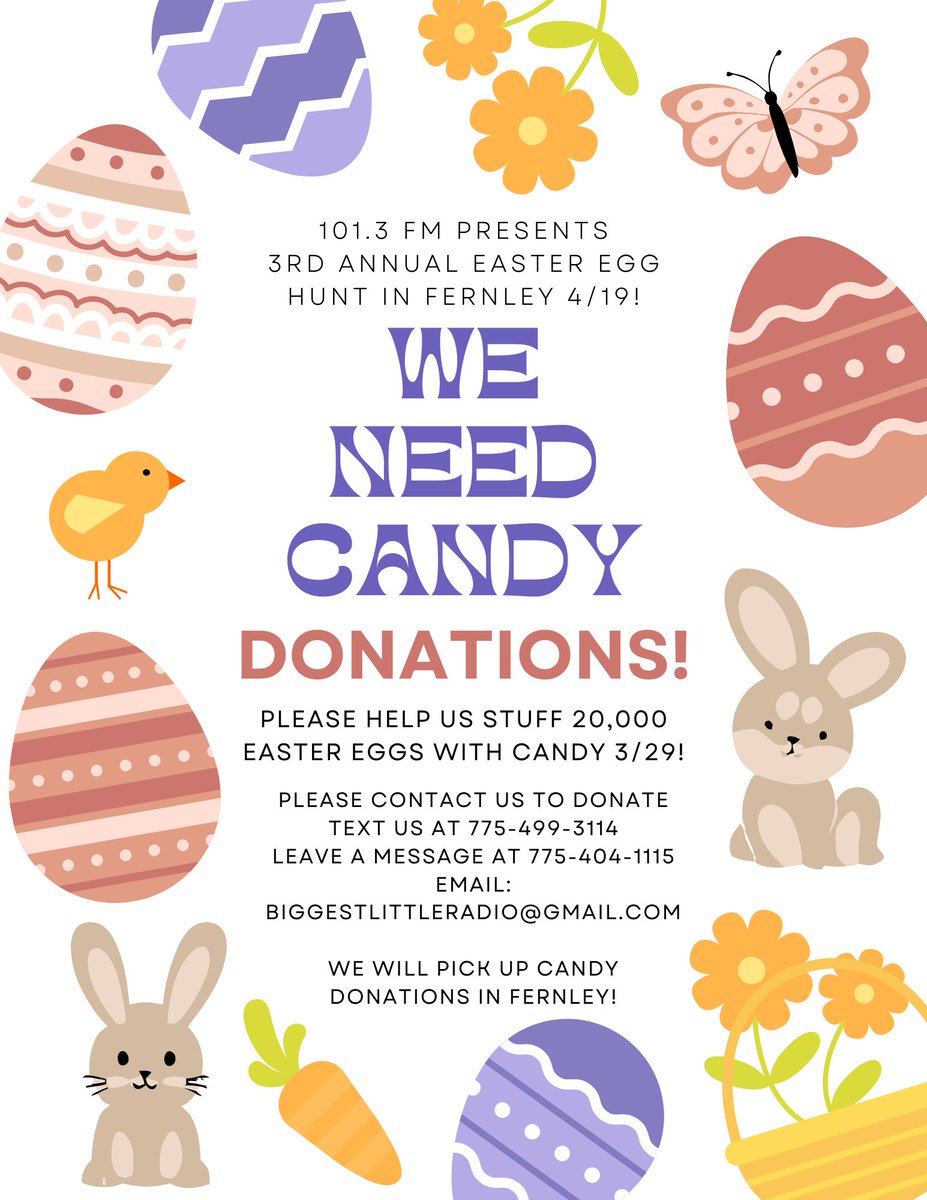 KRNG 101.3 FM (@biggestlittler) on Twitter photo We’re needing candy 🍬 donations for our 3rd annual Community Wide Easter Egg Hunt! We’re needing candy 🍬 donations for our 3rd annual Community Wide Easter Egg Hunt!