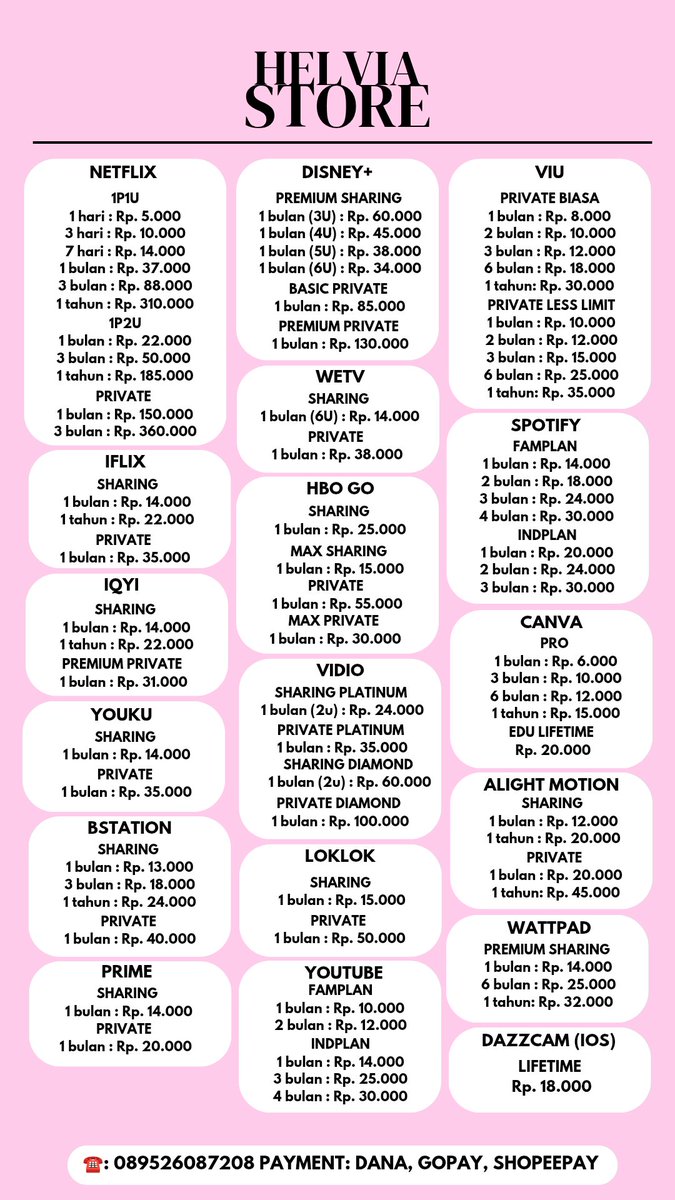 aplikasi premium ✮ ⋆ ˚｡𖦹 ⋆｡°✩
aplikasi: netflix, viu, iflix, wetv, iqiyi, vidio, hbo go, prime, bstation, youku, loklok, alight motion, Wattpad, dazzcam

order? wa.me/+6289526087208

#zonauang #zonaba #zonajajan