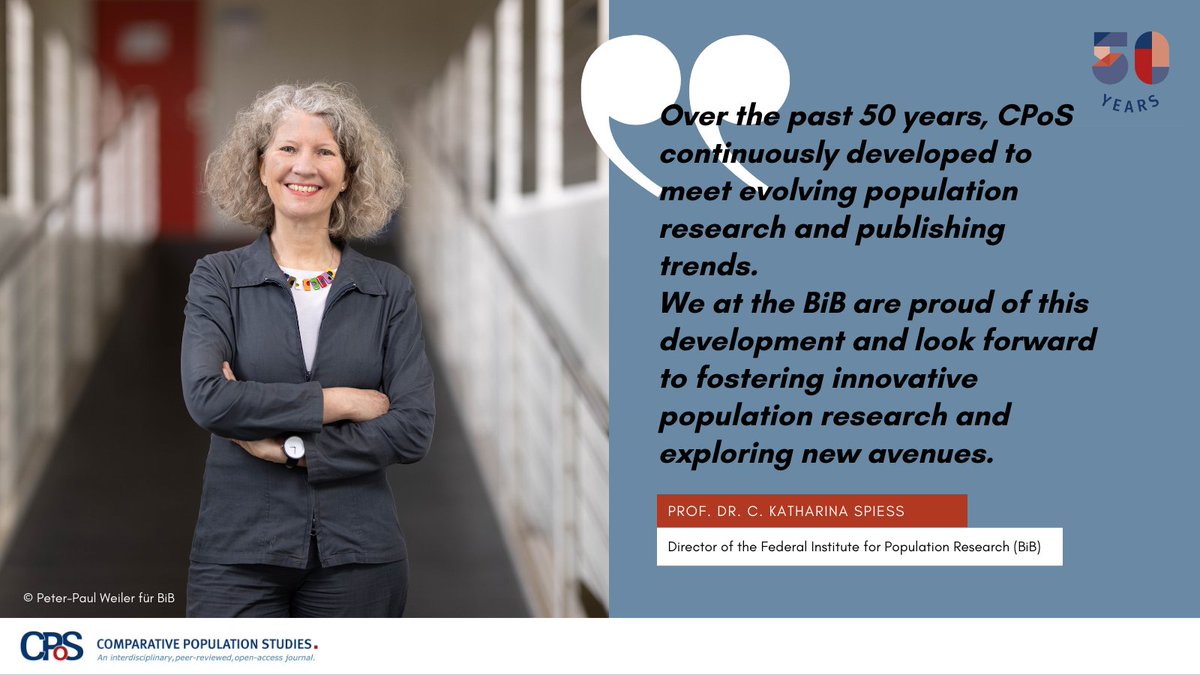 Comparative Population Studies (@cpos_journal) on Twitter photo Over the past five decades, <a href="/cpos_journal/">Comparative Population Studies</a> has become an established journal in the ever-changing landscape of population research. At the <a href="/bib_bund/">Bundesinstitut für Bevölkerungsforschung (BiB)</a>, we're proud of this journey and excited about the future. The best is yet to come! 🚀#PopulationResearch #Innovation #Anniversary Over the past five decades, <a href="/cpos_journal/">Comparative Population Studies</a> has become an established journal in the ever-changing landscape of population research. At the <a href="/bib_bund/">Bundesinstitut für Bevölkerungsforschung (BiB)</a>, we're proud of this journey and excited about the future. The best is yet to come! 🚀#PopulationResearch #Innovation #Anniversary