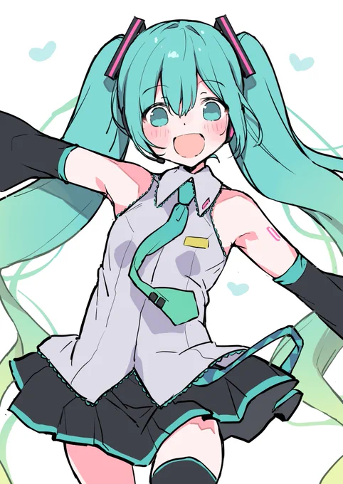 初音ミク描いてみた～(=゜ω゜)ノ 