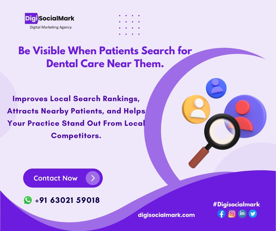 Digisocialmark's tweet photo. Be visible when patients search for dental care near them.

#DentalSocialMedia,#DentalWebsite,#GoogleMyBusiness,#LocalSEO,#digisocialmark,#digitalmarketing,#DentalMarketing,#DentalLeads,#DentalSEO,#LocalSearch,#MedicalWebsite #HealthcareTech #MedicalAdvertising https://t.co/9Sjl0fTN4F