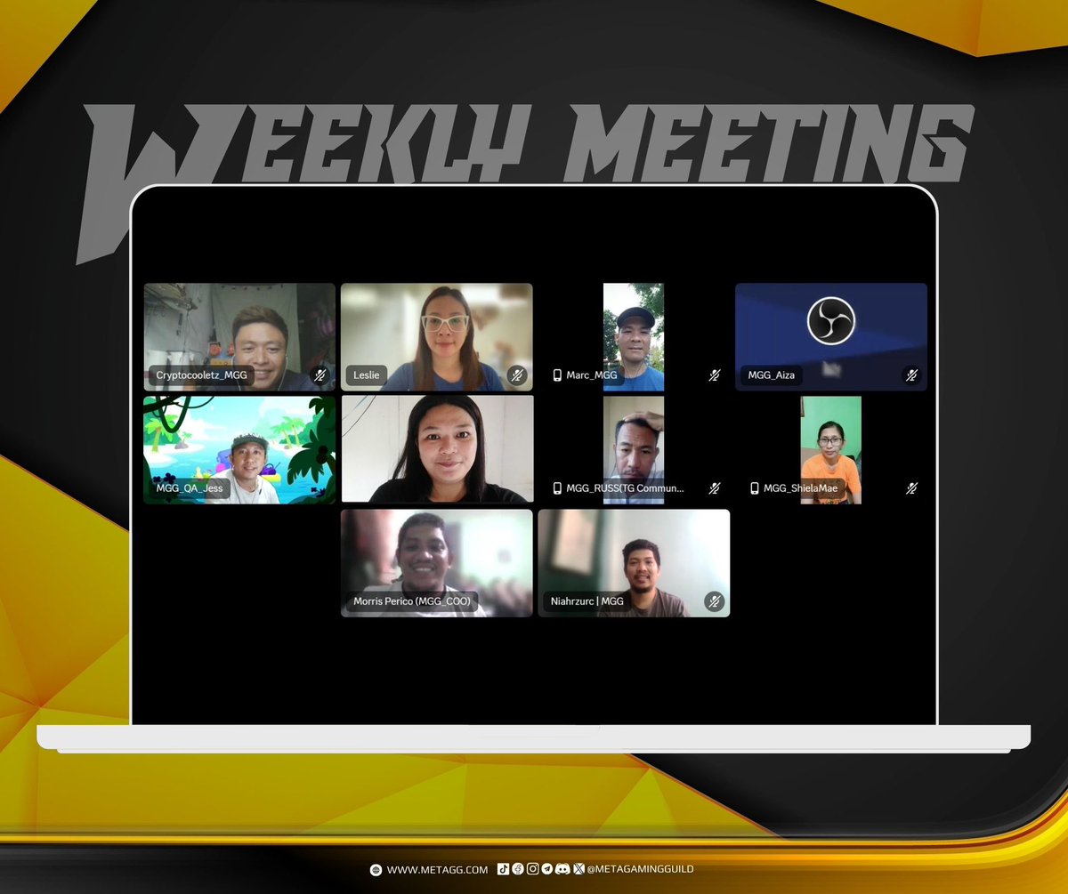 MetaGamingGuild's tweet photo. π» Weekly Meeting
In the midst of chaos, there is also opportunity.
Stay updated π² https://t.co/L1IJH1fZhg
#MGG #MetaGamingGuild #team #weeklymeeting https://t.co/qG89MO8MYI