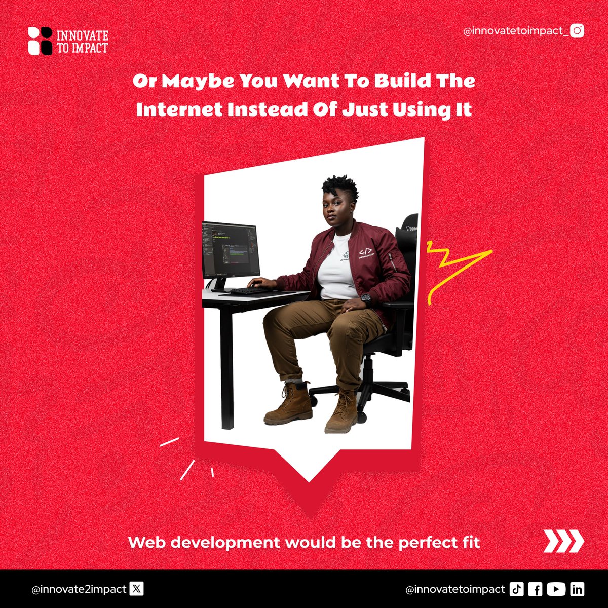 Innovate2Impact's tweet image. Not sure where you fit in tech? Swipe to find your match!
#TechCareers #TechForEveryone