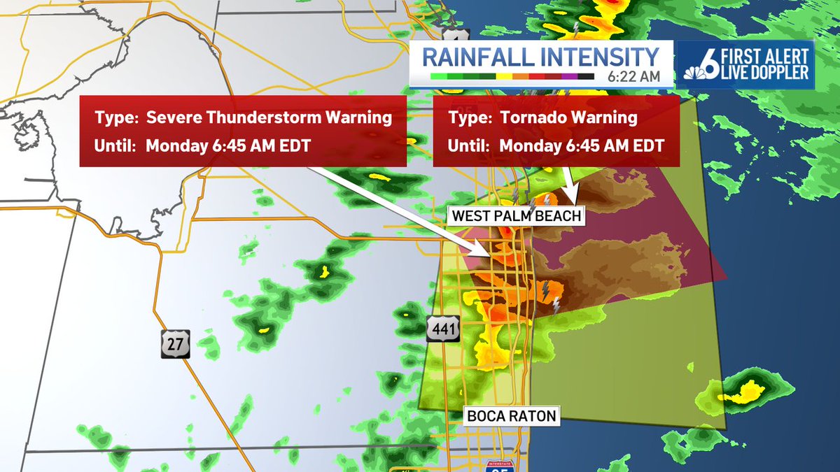Severe weather pushing across #PalmBeach County with a severe thunderstorm and now tornado warning. This is not a confirmed tornado but take cover now! Stay with <a href="/nbc6/">NBC 6 South Florida</a>

nbc6.com/weather