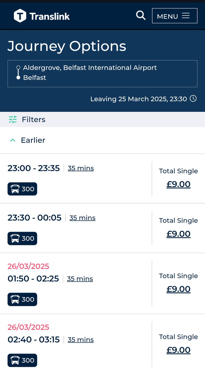 dinkytown26's tweet photo. @Translink_NI Why no airport bus between 23:00 and 01:50 on weekdays when you have at least every hour before and after this? Especially when there are flight arrivals between these times.. Please add another time slot for those who need it after 11pm #airportbus #translink https://t.co/1aypmDmsla