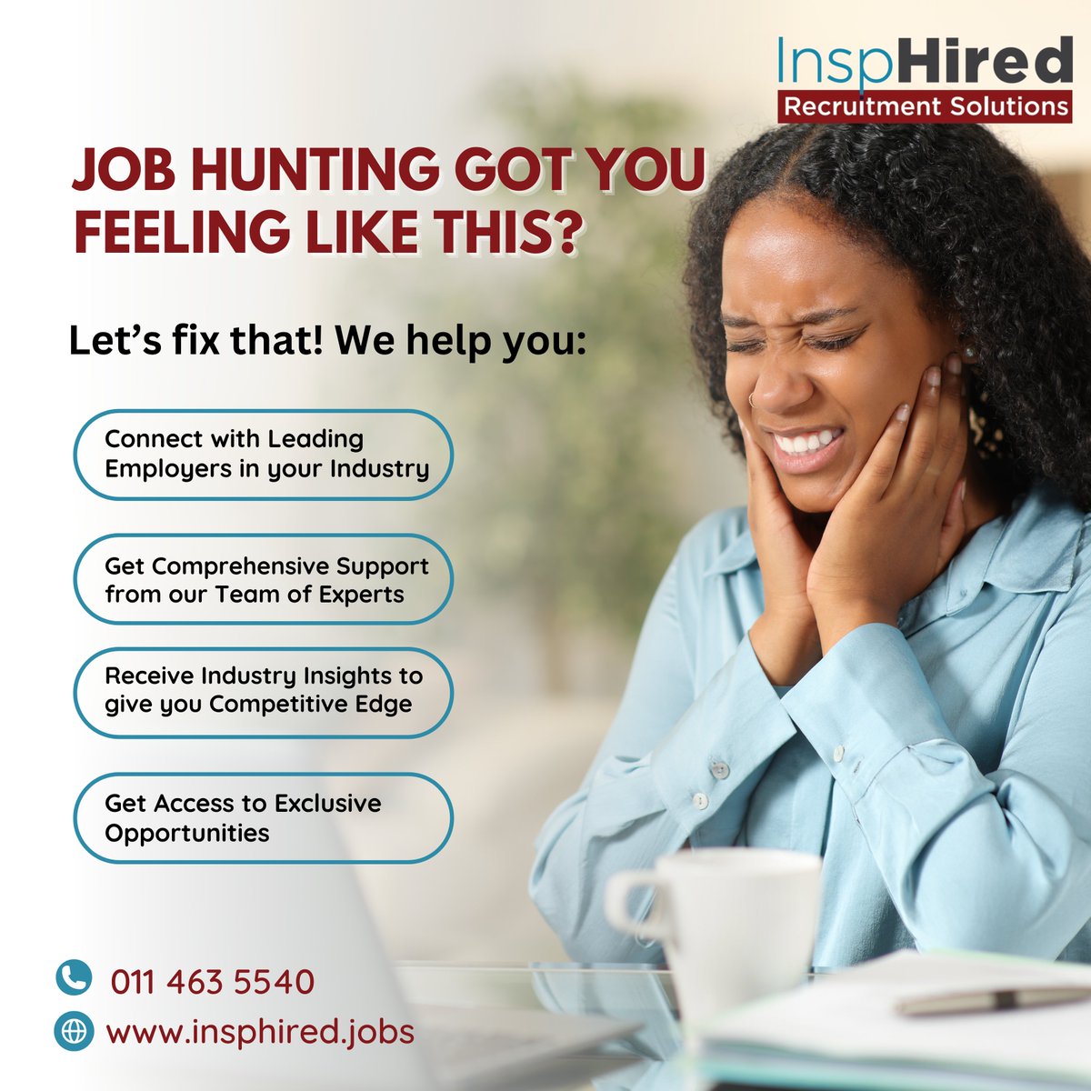 InspHiredSA's tweet image. We get it! Job hunting is TOUGH! 😩 But that’s why we’re here!
No more endless scrolling — just real support, real jobs, and real results. 🚀
Let’s make job searching easy!
#JobHuntingStruggles #WeGotYou #StressLessGetHired #InspHired