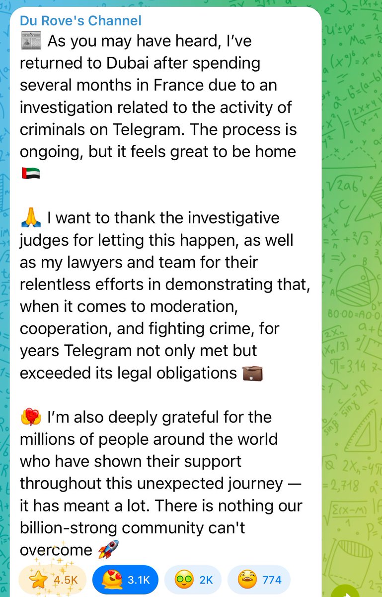 G to the M💎

@Durov is home. 

Resistance movement is strong.