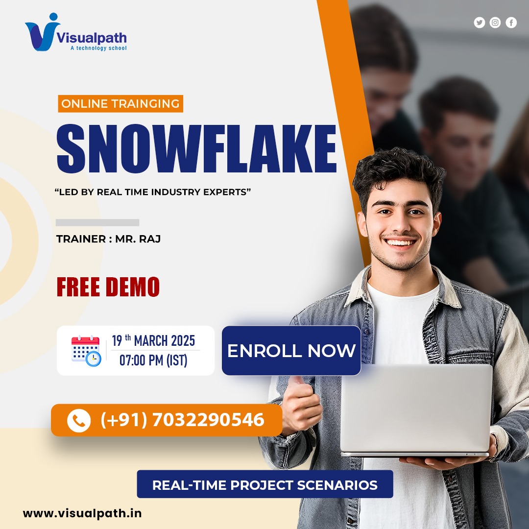 VisualpathPro's tweet photo. 🚀 Snowflake Online Training – Free Demo! 🚀
👉Attend Online #FreeDemo On #Snowflake
📅Demo on: 19th March 2025 @ 7:00 PM (IST).
📲Contact us: +91 7032290546
🟢WhatsApp: https://t.co/JwGoDA7iwF
🌐Visit: https://t.co/xdkDMmlNrl
#Etl #Talend #dataengineering https://t.co/CGOC0lvJKt