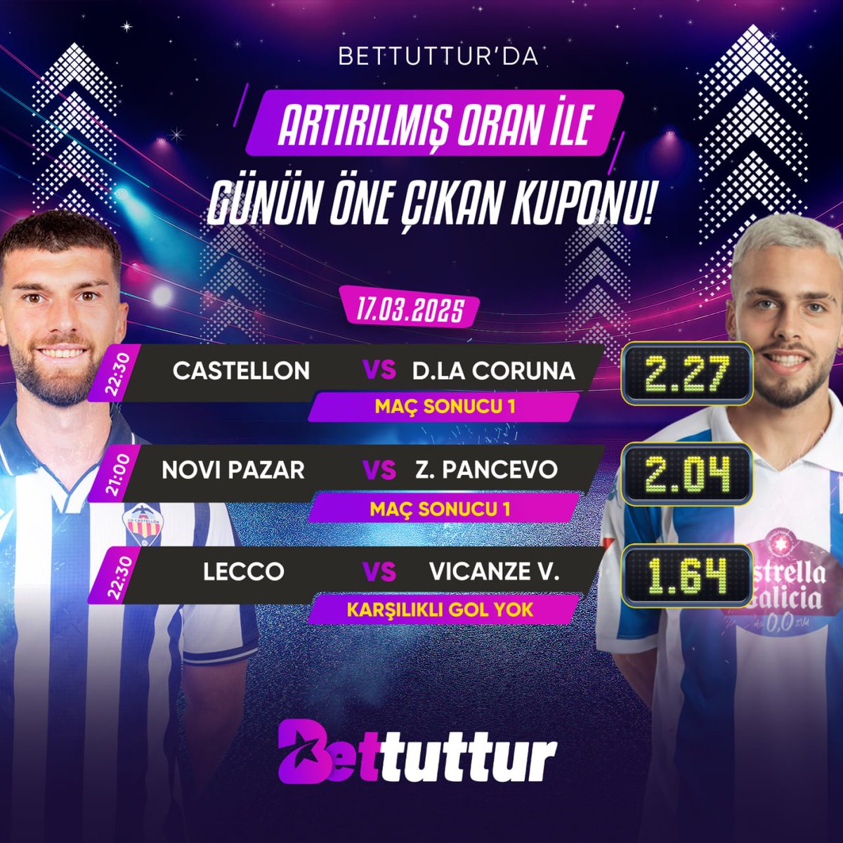 tutturresmi's tweet photo. 🔼 Arttırılmış oran farkıyla günün kuponu #BetTuttur’da

➡️ En yüksek oranlar ile #BetTuttur’da oyna daha fazla kazan!

🎁 %15 Çevrimsiz Spor Bonusu
🎁 %50 Spor Hoş Geldin Bonusu

Güncel giriş adresimiz için ➡️ https://t.co/Y7v1i1Si7w ✅ https://t.co/DSLctvlT15