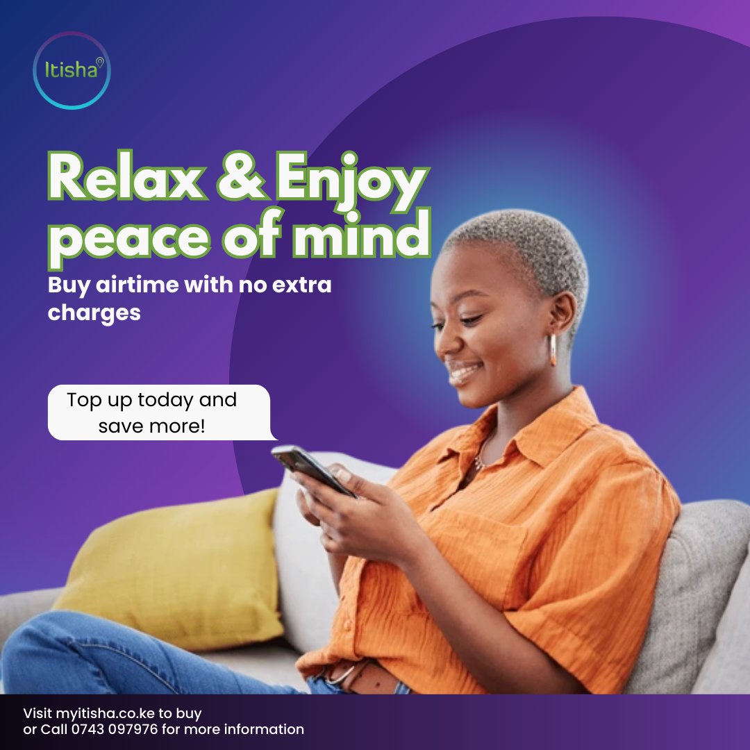 ItishaKenya's tweet photo. It's your time to sit back and enjoy making calls with our bonus airtime! 

Get 4% bonus whenever you buy airtime via the My Itisha Paybill or STK Push!

#myitisha #bonus https://t.co/etRwAHDKfr