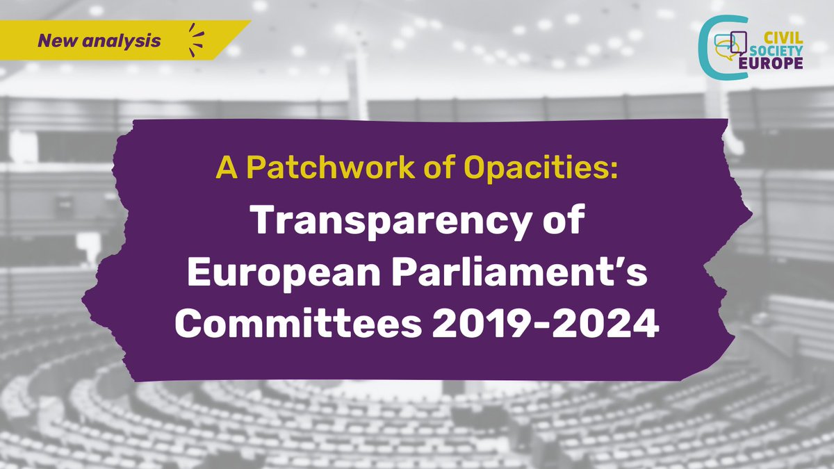 Civil Society Europe (@eucivilsociety) on Twitter photo ❓ Ever had troubles navigating <a href="/Europarl_EN/">European Parliament</a> Committees websites? You're not alone!
Read our analysis on the Transparency of EP Committees in the 2019-2024 mandate: bit.ly/4iAkxHf
#Transparency #EUTransparency ❓ Ever had troubles navigating <a href="/Europarl_EN/">European Parliament</a> Committees websites? You're not alone!
Read our analysis on the Transparency of EP Committees in the 2019-2024 mandate: bit.ly/4iAkxHf
#Transparency #EUTransparency