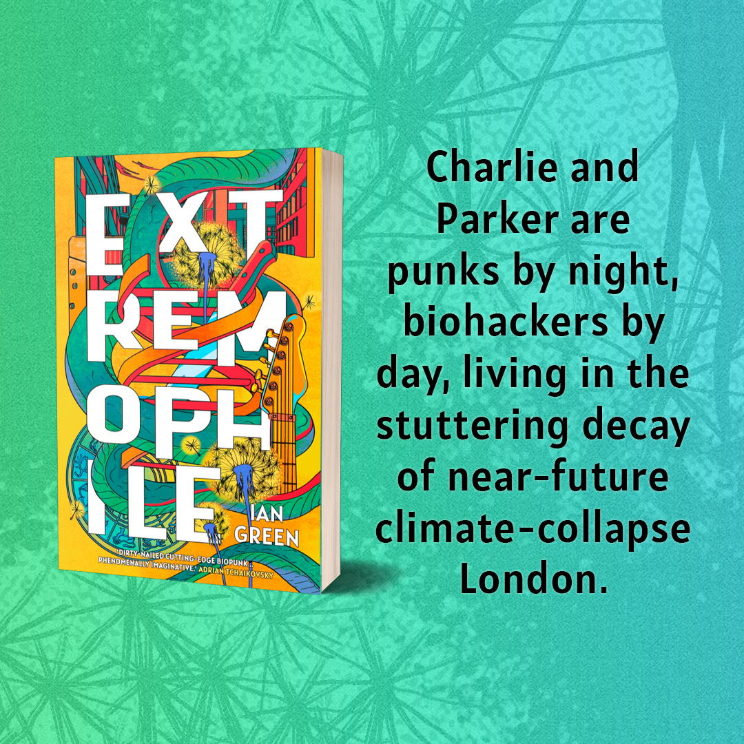 'A radical, explosive story full of wild hope and venomous rage' HANNAH KANER 

#Extremophile by <a href="/IanTheGreen/">Ian Green</a> is the mutant lovechild of Neuromancer and The Water Knife, out now in paperback 👉 bit.ly/4ifwGkq