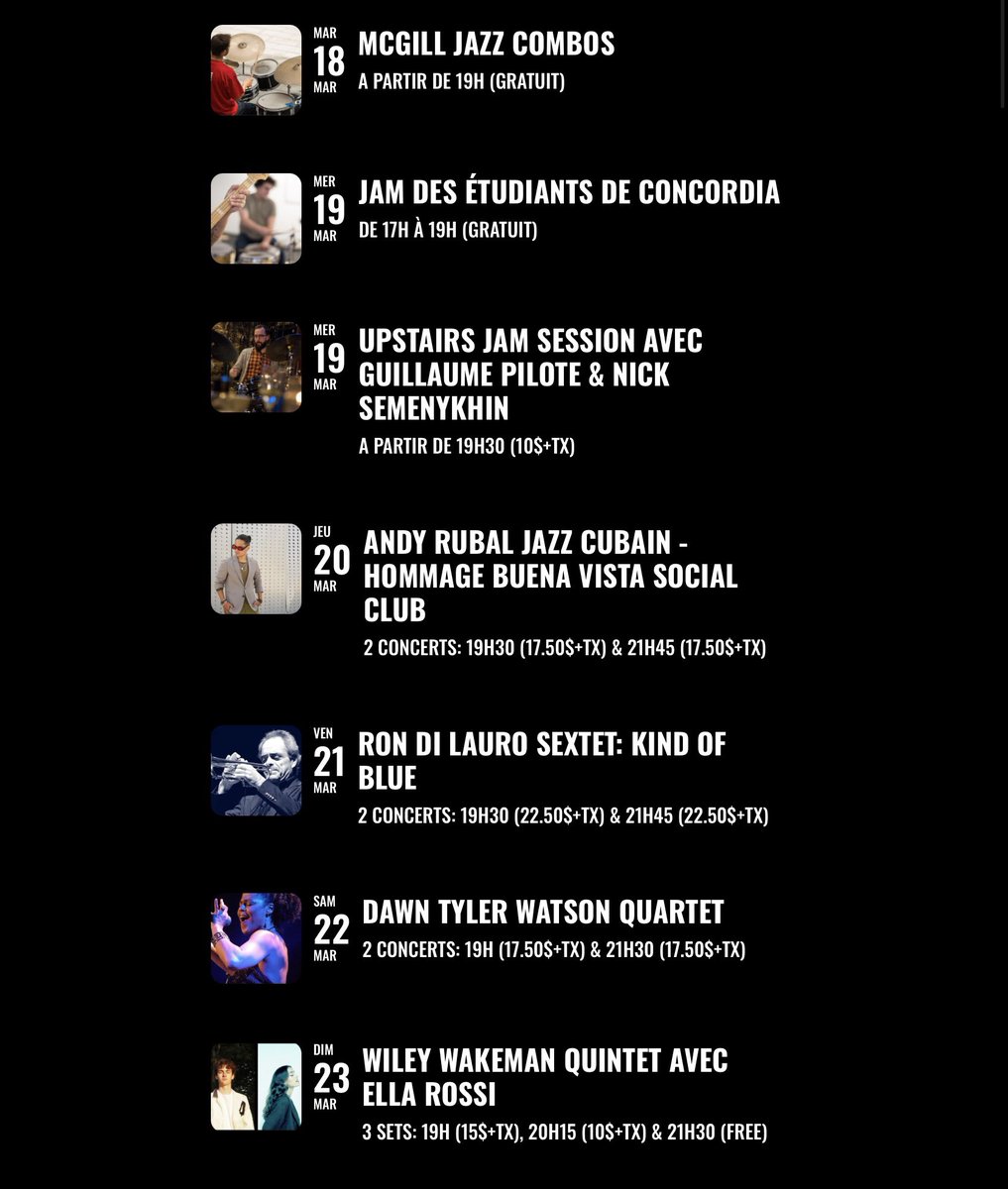 RSVP en ligne au upstairsjazz.com ou au 514-931-6808