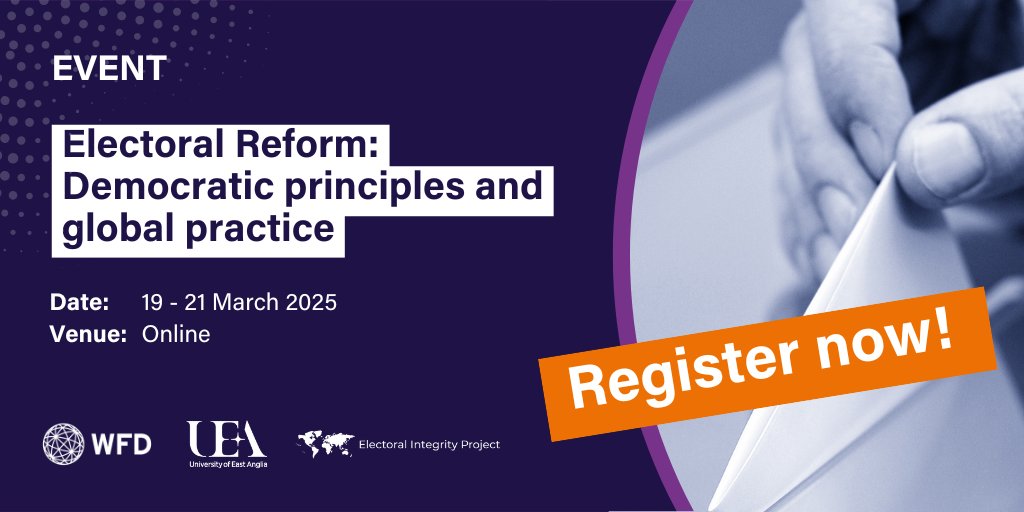 Join us on Wednesday - Friday this week!

As always, it is free, online and open to all!

Final call for registrations:

electoralintegrityproject.com/electoral-refo…