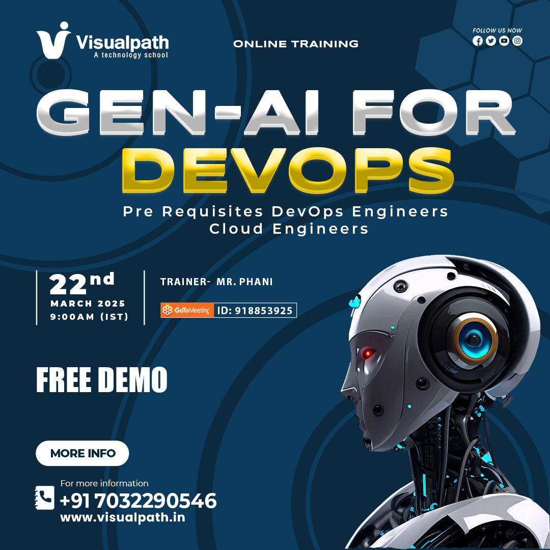VisualpathPro's tweet photo. ✍️Join link: https://t.co/jOMUJWW3fa
👉Attend Online #FreeDemo On #GenAIForDevOps 
📅Demo on: 22nd March 2025 @ 9:00 AM (IST).
📲Contact us: +91 7032290546
🟢WhatsApp: https://t.co/JwGoDA7iwF
🌐Visit: https://t.co/wfOvb1mriw
#GenAIforDevOps #DevOpsTraining #AIinDevOps #AI https://t.co/XrZnoVcGOc