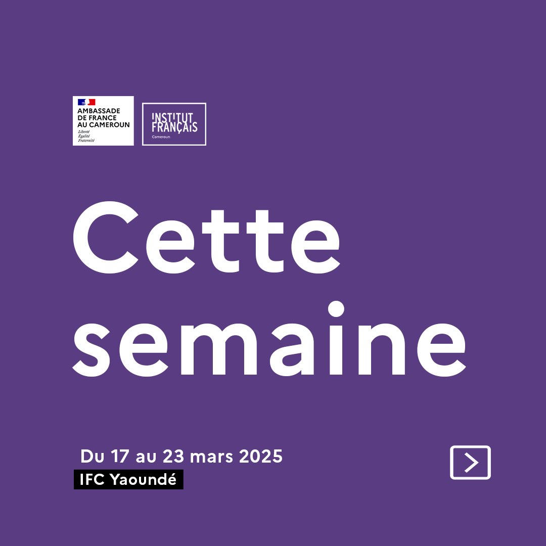 IFCameroun's tweet photo. 📆CETTE SEMAINE À L’IFC-YDE (1)

MARDI ~ 14H30
« Matinées du Lycée Fustel de Coulanges »
📍 Salle de spectacle - IFC 

MERCREDI ~ 17H
ARDC film : « Pungu Aviation »
📍 Salle de spectacle – IFC

JEUDI ~ 16H
Médiation autour “fragments d’aujourd’hui”
📍 Salle d’exposition – IFC https://t.co/FPRlUx3Z8E