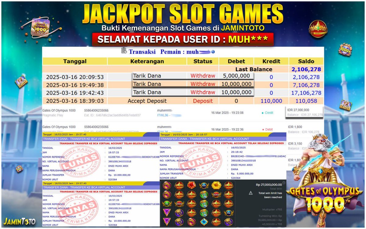 Mau JP seperti member kita ini ? Boleh banget dong , langsung saja daftarkan diri kamu ke link gacor kita ini heylink.me/terjaminvipp/ 

#jamintoto #slotgacor #slotonline #togelslot #togeljitu #indonesia #prediksijitu #bandartogel