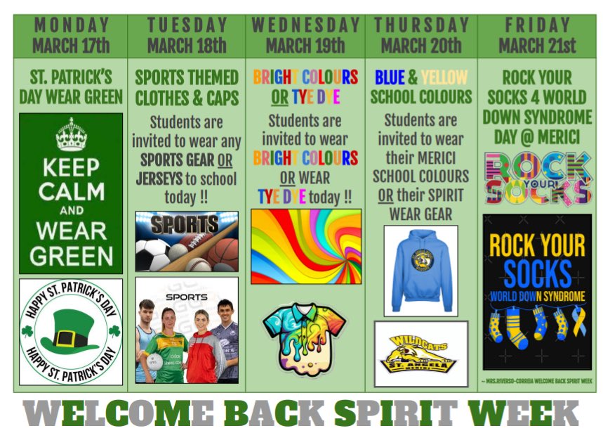 FDK-Silva (@silva_fdk) on Twitter photo Welcome back! Hope everyone had a wonderful March break looking forward to seeing everyone this morning! Spirit week begins today wear anything green ☘️ <a href="/AngelaMericiDP/">St. Angela Merici</a> Welcome back! Hope everyone had a wonderful March break looking forward to seeing everyone this morning! Spirit week begins today wear anything green ☘️ <a href="/AngelaMericiDP/">St. Angela Merici</a>