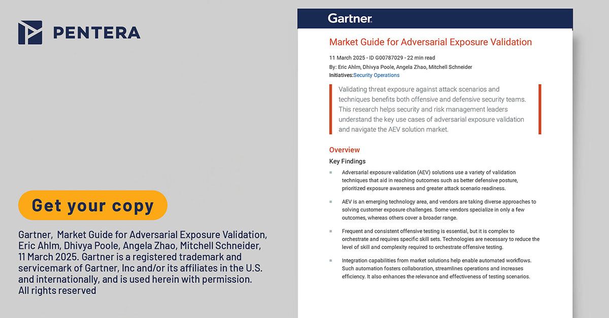 penterasec's tweet image. Pentera has been named a Gartner Representative Vendor in the March 2025 Market Guide for Adversarial Exposure Validation.
Read the full Gartner Market Guide - no email required! 
okt.to/gjqb7y

#AdversarialExposureValidation #GartnerMarketGuide #Cybersecurity