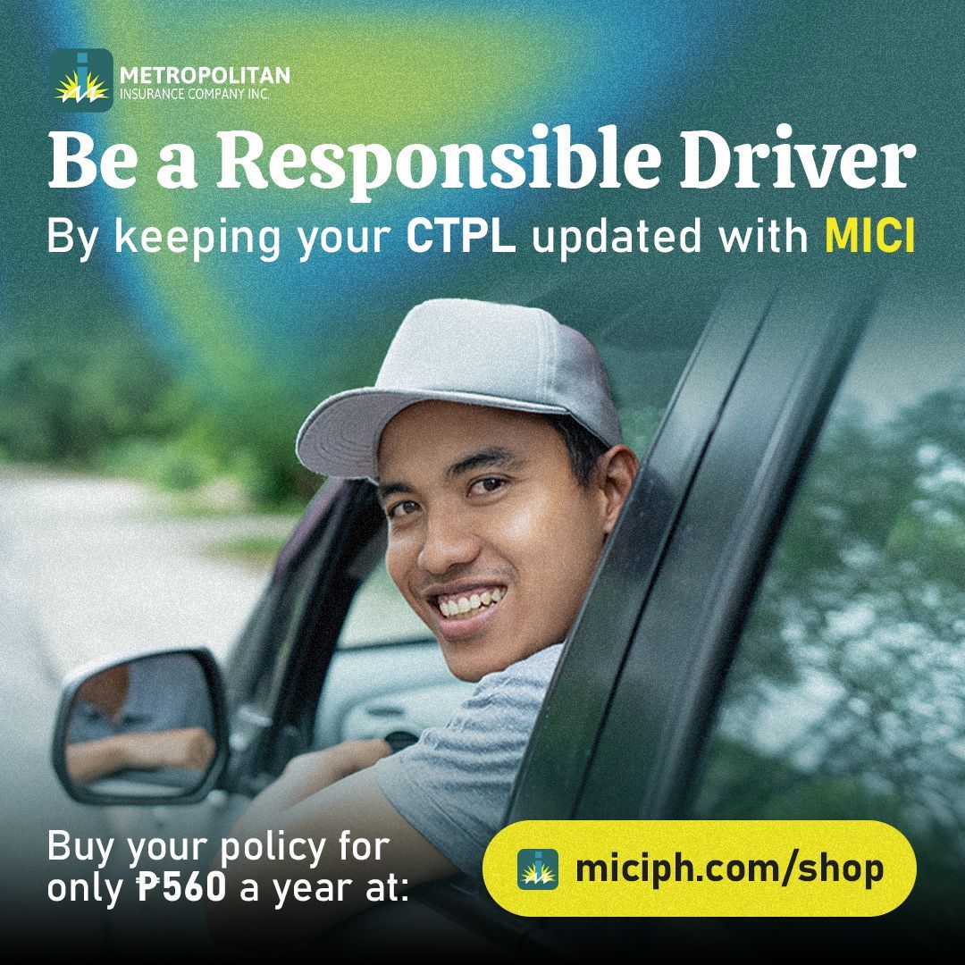 MICI_PH's tweet photo. 🚗 Road Safety Starts With You 🚗

🛡️ Make sure you're a responsible driver by keeping your vehicle's CTPL updated with a reliable insurance provider like MICI. Get your policy for only ₱560 here: https://t.co/4C4Ymw7BS8 https://t.co/TZaZntWptX