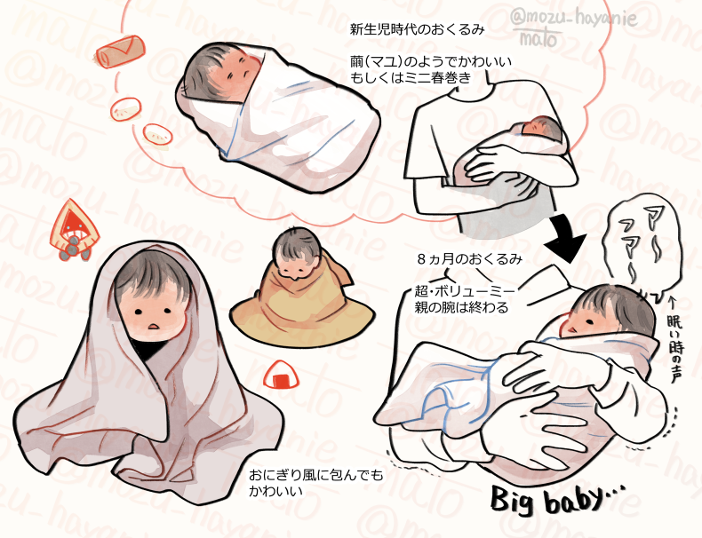 久々におくるみをしてみた時の日記です👶🏻 