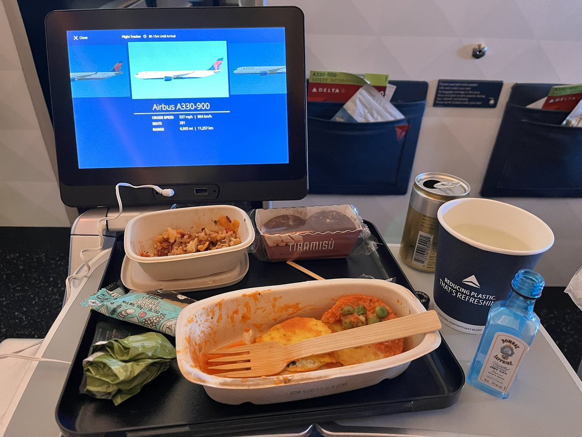 PacificNWEbeth's tweet photo. What’s up @Delta! ✈️ on DL0081 via Paris 2 Seattle back from a trip 2 🇮🇳as a Gold Medallion SkyMiles member &amp; Holy Tortellini your food is 🤤!  Great job!  Props to Flight Attendant Mark for twisting my 💪🏽 &amp; offering me a G&amp;T!  🙌🏻 https://t.co/yWJ2AeyVew