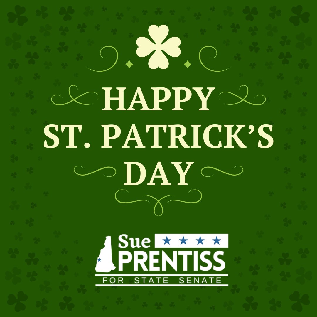 🍀 Wishing you a joyful St. Patrick’s Day! May your day be filled with good cheer &amp; great company! ☘️#nhpolitics