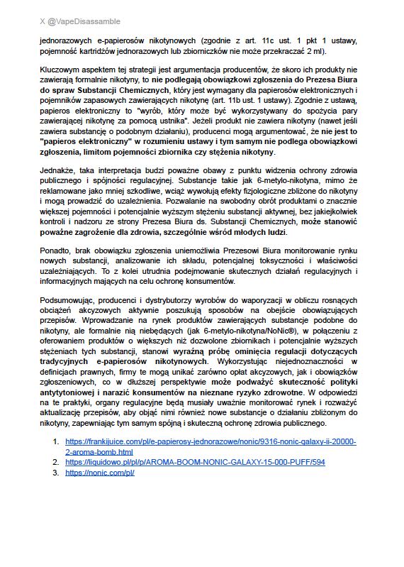 VapeDisassamble's tweet photo. “Zawsze o jeden krok za”, czyli jak producenci i dystrybutorzy e-papierosów omijają prawo za pomocą nie-nikotynowych substytutów. @MZ_GOV_PL @Leszczyna  @KAS_GOV_PL @MS_GOV_PL @PK_GOV_PL @GosiaNiemczyk @gazeta_wyborcza @tvn24 @uwagaTV @SUPERWIZJERTVN @Piechocinski https://t.co/ripkN96aW4