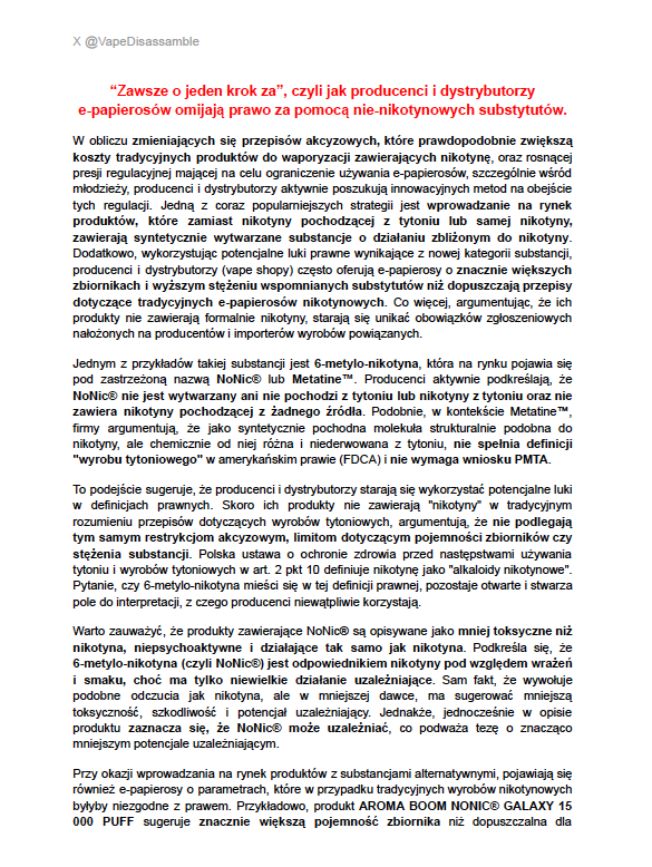 VapeDisassamble's tweet photo. “Zawsze o jeden krok za”, czyli jak producenci i dystrybutorzy e-papierosów omijają prawo za pomocą nie-nikotynowych substytutów. @MZ_GOV_PL @Leszczyna  @KAS_GOV_PL @MS_GOV_PL @PK_GOV_PL @GosiaNiemczyk @gazeta_wyborcza @tvn24 @uwagaTV @SUPERWIZJERTVN @Piechocinski https://t.co/ripkN96aW4