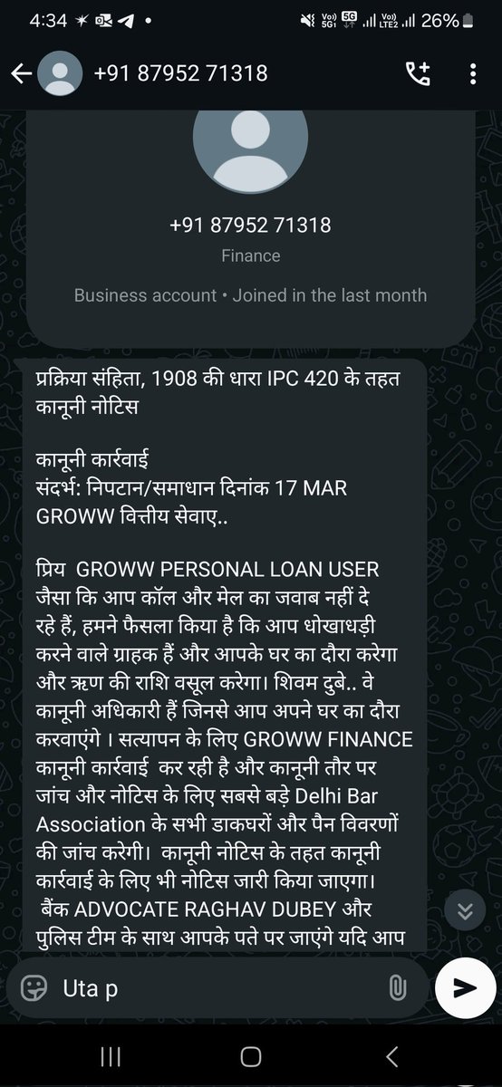 AvtarRaja2's tweet photo. @lkeshre @harshjain85 @Ishanb22 @_groww 
Aap ke employee ko language dekho ek customer se kesi language me bat karte he or esi dhamki dete he ki admi ko subside karna padta he.

Es number per sabhi log coll karo or sale ko batao https://t.co/QDFFwwLbjB