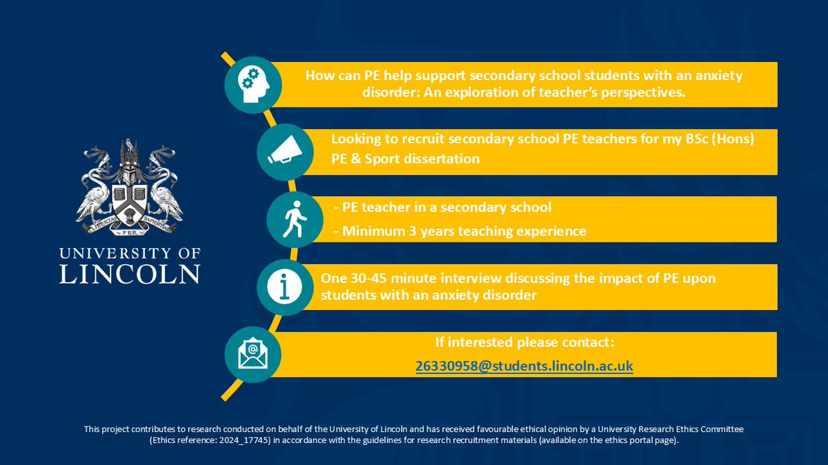 Calling all Secondary PE teachers! We are looking to speak with PE teachers about their experiences working with student's with anxiety in PE. 

DM me or email Ruby Pilfold on the email below.