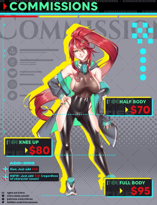 Hello, it's opened again for this month!Prices are also updated; will take two (2) rendered c0mms and I've left the skeb style open for four (4) slots but I would need the rendered ones to be reserved first  #VGenOpen 