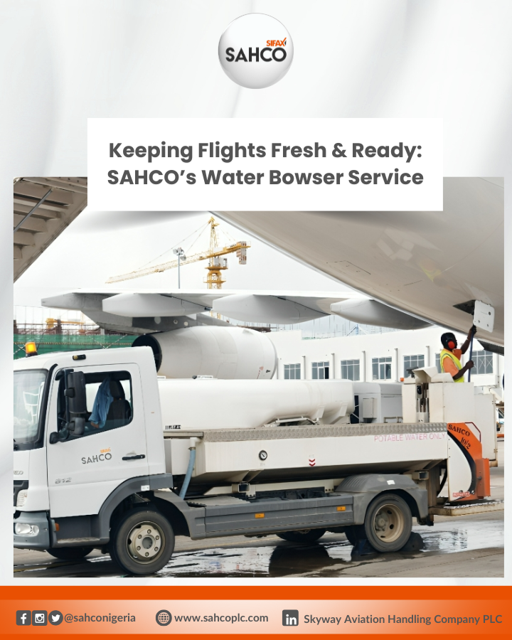 SahcoNigeria's tweet photo. Ever wondered how planes stay stocked with clean water? That’s where SAHCO comes in!

Our Water Bowser Service ensures every flight has fresh water for drinking, cleaning &amp; passenger comfort. Because small details make a big difference!
#sahcoplc #FlyWithEase #AviationExcellence https://t.co/qAesJbLS7x