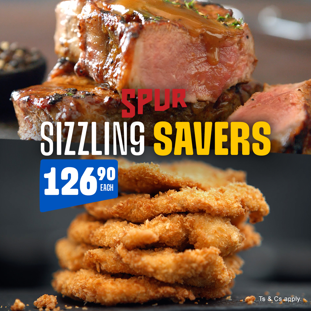 GoRhinoSA's tweet photo. Pop into your nearest Spur Steak Ranches now!

Grab this sizzling deal before it disappears on the 23 March ‘25! 

📷 Don’t miss out! https://t.co/Y5m2ueillZ