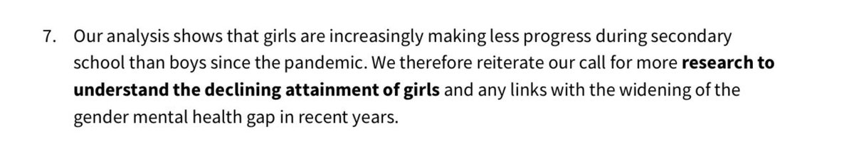 Nick Hillman (@nickhillman) on Twitter photo This is a perfect encapsulation of how boys get ignored in education.
The <a href="/EduPolicyInst/">Education Policy Institute</a>’s new report on educational disadvantage, out today, says girls are 4.5 months AHEAD of boys at age 16.
The policy recommendation? Focus on why girls are not even further ahead. This is a perfect encapsulation of how boys get ignored in education.
The <a href="/EduPolicyInst/">Education Policy Institute</a>’s new report on educational disadvantage, out today, says girls are 4.5 months AHEAD of boys at age 16.
The policy recommendation? Focus on why girls are not even further ahead.