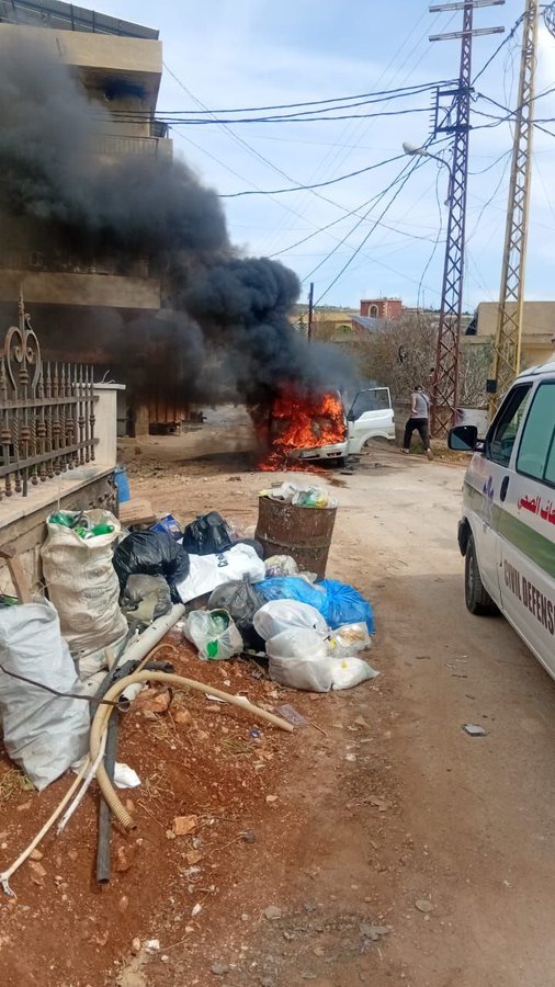 BabakTaghvaee1's tweet photo. #Breaking: The #Israel Air Force eliminated another senior member of #Hezbollah terrorist organization in the southern #Lebanon. A vehicle in use of the terrorist in question was targeted by means of a Nimrud missile launched by a Hermes-450 armed drone at #Yahmor. https://t.co/ku1eFOtB1Y
