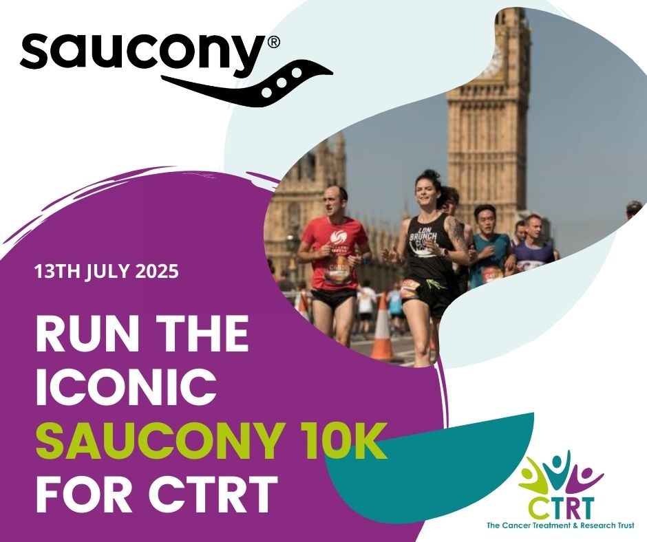 The Cancer Treatment and Research Trust (@ctrtrust) on Twitter photo Registrations are now open to join team CTRT this summer and take part in the iconic Saucony 10k London on Sunday 13th July 2025.
We have a limited number of places available.
Email us at info@ctrtrust.co.uk to secure your place! Registrations are now open to join team CTRT this summer and take part in the iconic Saucony 10k London on Sunday 13th July 2025.
We have a limited number of places available.
Email us at info@ctrtrust.co.uk to secure your place!